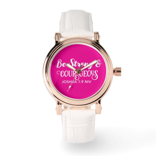 Reloj De Pulsera Lindo Rosa Caliente Fuerte y Valiente Simple (Anverso)