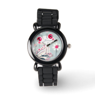 Reloj De Pulsera Lindo rosado femenino de la rana