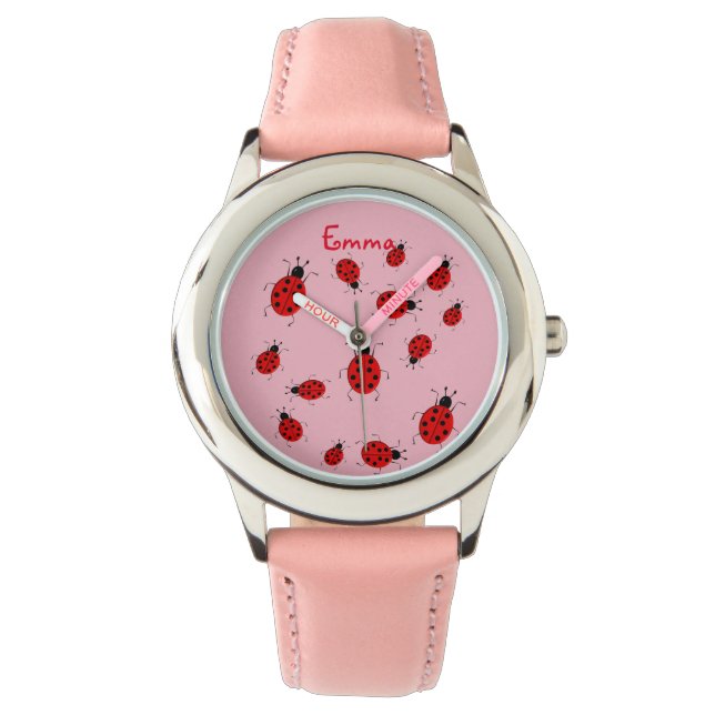 Reloj De Pulsera lindos ladybugs, personalizado (Anverso)