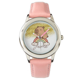 Reloj De Pulsera Lindos niños capybara arcoíris