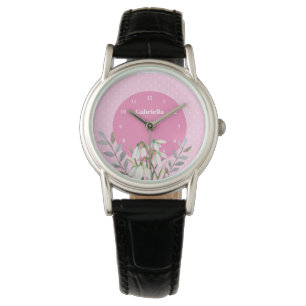 Reloj De Pulsera Lindos y delicados copos de nieve blancos con luna