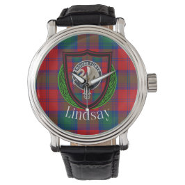 Reloj De Pulsera Lindsay Scottish Clan Tartan & Crest