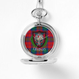 Reloj De Pulsera Lindsay Scottish Clan Tartan & Crest