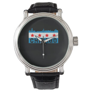 Reloj De Pulsera Línea aérea de la bandera de Chicago