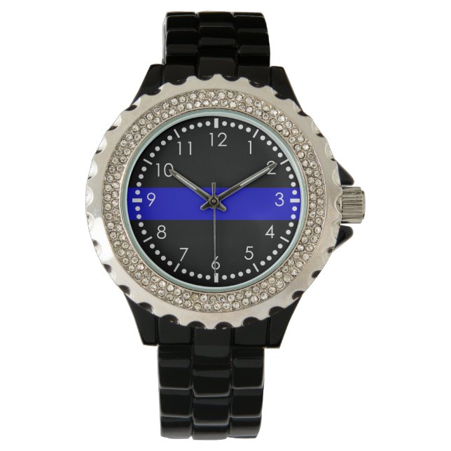 Reloj De Pulsera Línea Azul delgada (Anverso)