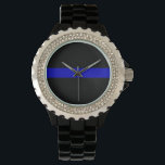 Reloj De Pulsera Línea Azul delgada<br><div class="desc">La Línea Azul delgada es un término coloquial para las fuerzas policiales. Puede referirse a la policía como una "línea" entre el bien y el mal (ciudadanos y perpetradores), o puede referirse a la "línea" que separa a la policía como dentro de un grupo de todos los demás (con connotaciones...</div>