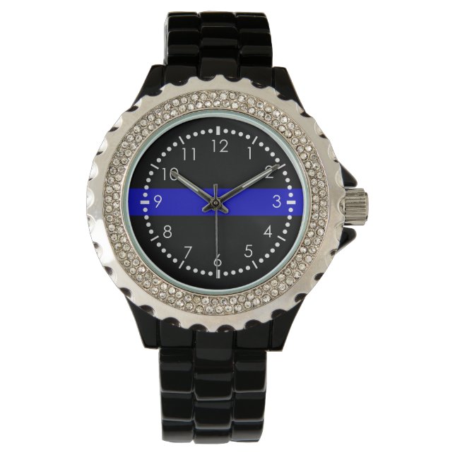 Reloj De Pulsera Línea Azul delgada (Anverso)