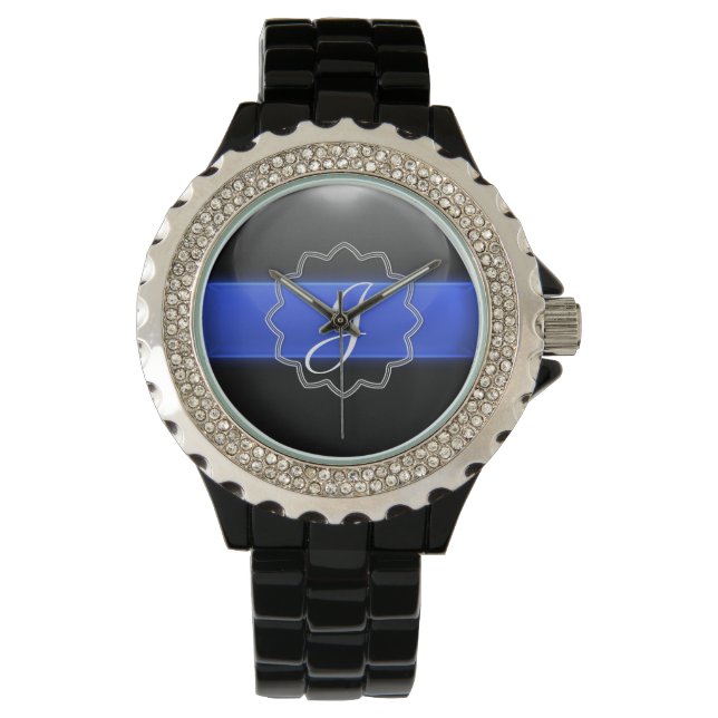 Reloj De Pulsera Línea Azul delgada - Monograma (Anverso)