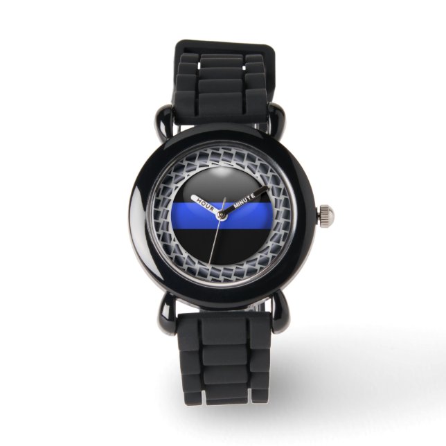 Reloj De Pulsera Línea Azul delgada - Policía (Anverso)