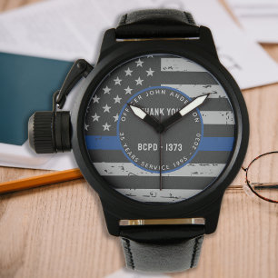 Reloj De Pulsera Línea Azul delgada - Regalo de retiro Gracias Pol