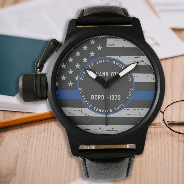Reloj De Pulsera Línea Azul delgada - Regalo de retiro Gracias Poli (Subido por el creador)