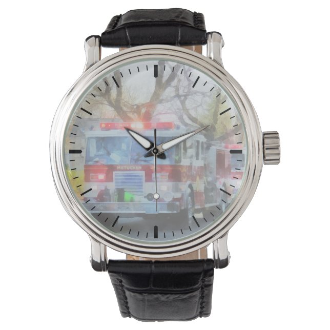 Reloj De Pulsera Línea de coches de bomberos en desfile (Anverso)