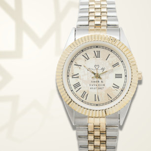Reloj De Pulsera Línea de Corazón de Pareja de Dos Tonos Personaliz