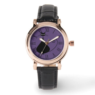 Reloj De Pulsera Línea de gato negro raras y divertida