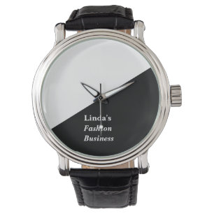 Reloj De Pulsera Línea diagonal en blanco y negro