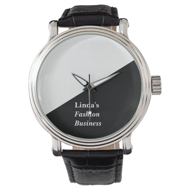 Reloj De Pulsera Línea diagonal en blanco y negro (Anverso)
