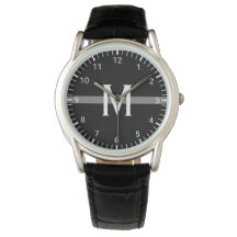 Línea Gris delgada Monogramada Inicial