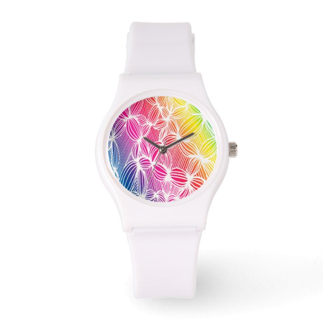 Reloj De Pulsera Líneas de arco iris curvadas (Anverso)