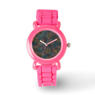 Reloj De Pulsera Líneas del dólar de arena rojo amarillo azul