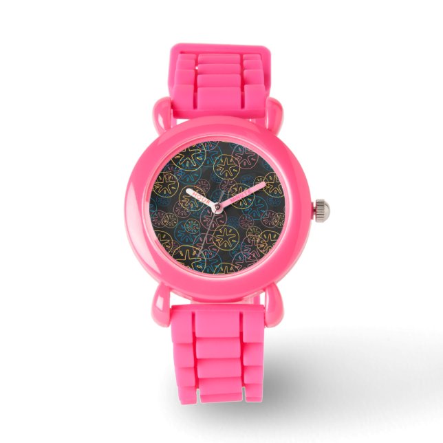 Reloj De Pulsera Líneas del dólar de arena rojo amarillo azul (Anverso)