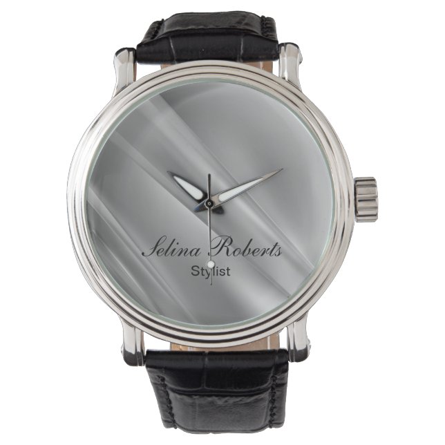Reloj De Pulsera Líneas diagonales de gradiente plateado (Anverso)