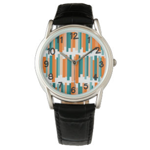 Reloj De Pulsera Líneas jagadas - Verde azulado y Naranja
