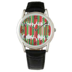 Reloj De Pulsera Líneas vagabundas - Rojo y Verde