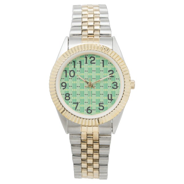 Reloj De Pulsera Líneas verdes y cajas (Anverso)
