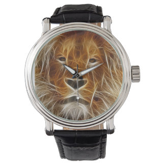 Reloj De Pulsera Lion Face Fractal Art Wildlife Writing Watch