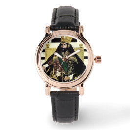 Reloj De Pulsera Lion of Judah Haile Selassie Rastafari Gold Watch 