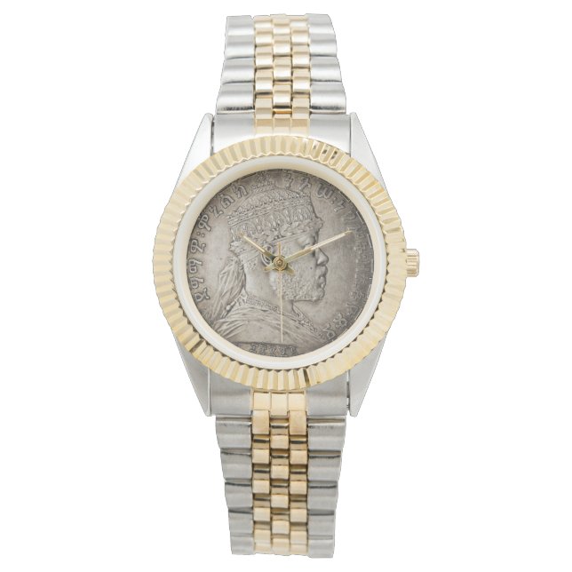 Reloj De Pulsera Lion of Judah Jah Army Menelik II Rasta Roots (Anverso)