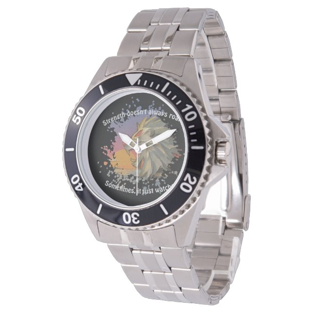 Reloj De Pulsera Lion Papercut Stainless Steel Watch (Angular)