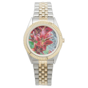 Reloj De Pulsera Lirio de la Prosperidad – Flor Roja Vibrante