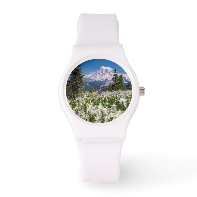 Reloj De Pulsera Lirios de avalancha y Monte Rainier 2 (Anverso)