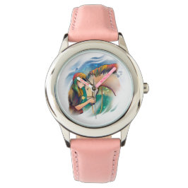 Reloj De Pulsera Little girl and a cute horse with colorful hair