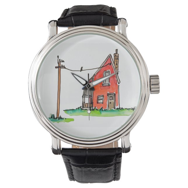 Reloj De Pulsera Little Red House with Power Line (Anverso)