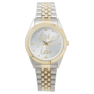 Reloj De Pulsera Live Lauder Love Faux Gold Lettering