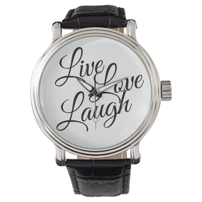 Reloj De Pulsera Live Love Lauder Black Script White (Anverso)
