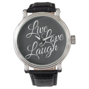 Reloj De Pulsera Live Love Laureando el guión blanco Inspirador