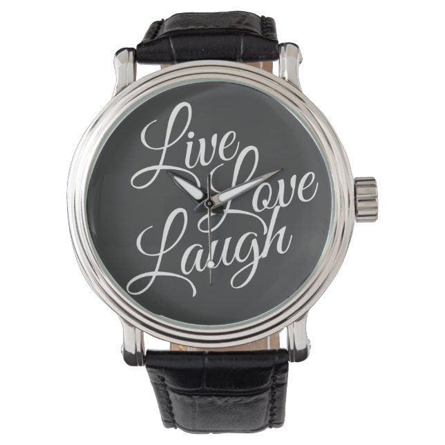 Reloj De Pulsera Live Love Laureando el guión blanco Inspirador (Anverso)