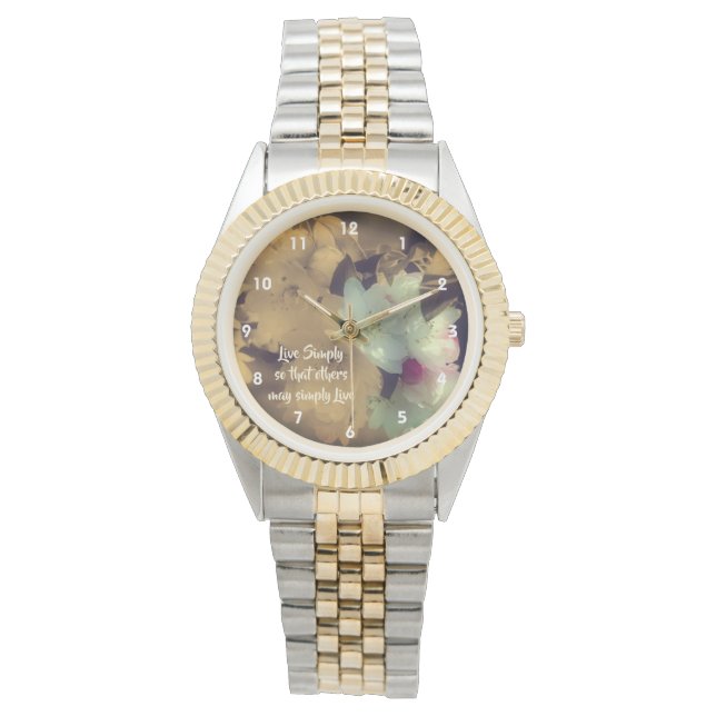 Reloj De Pulsera Live Simply Blossoms Inspirational Words   (Anverso)