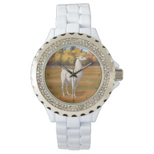 Reloj De Pulsera Llama blanca en la pastelería de otoño