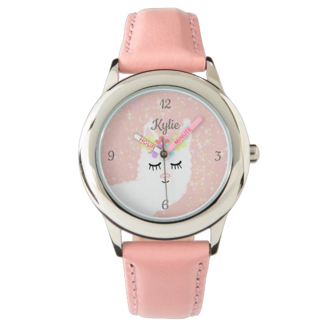 Reloj De Pulsera Llama fina Rubor Estrellas rosas personalizadas (Anverso)