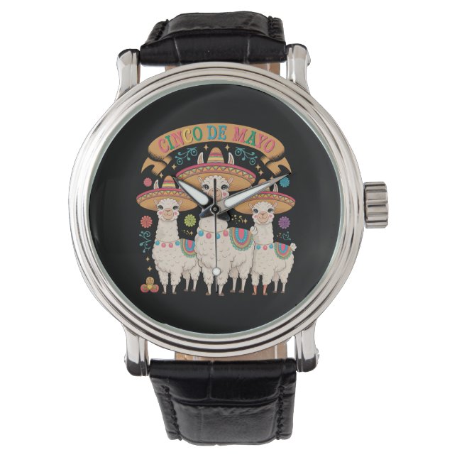 Reloj De Pulsera Llama gracioso Cinco De Mayo Fiesta Fiesta (Anverso)