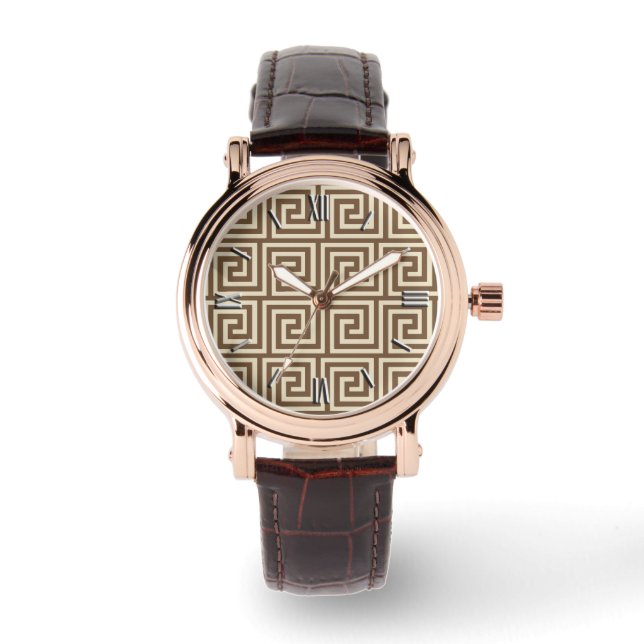 Reloj De Pulsera Llave griega, tonos marrones (Anverso)