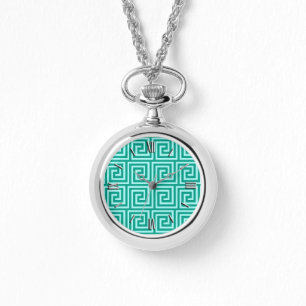 Reloj De Pulsera Llave griega, turquesa y agua