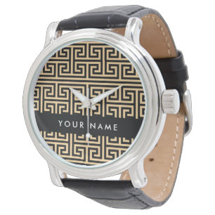 Reloj De Pulsera Llave Meandro Griego H Marrón, Tu Nombre, Personal