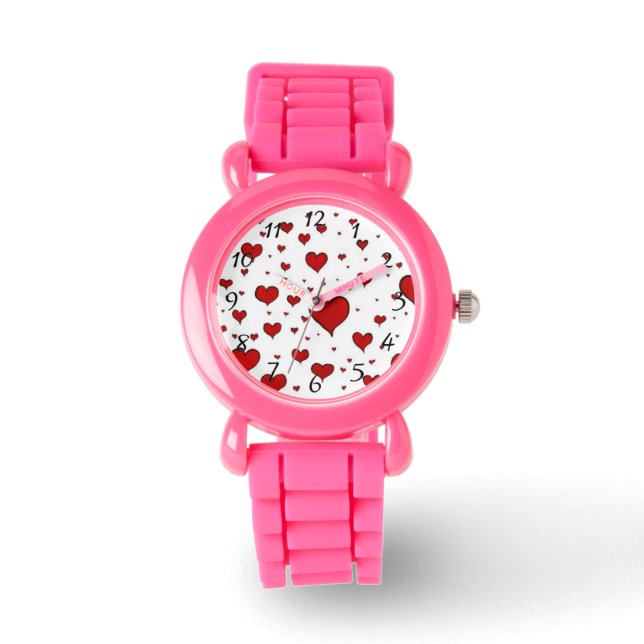 Reloj De Pulsera Lluvia de corazones rojos (Anverso)