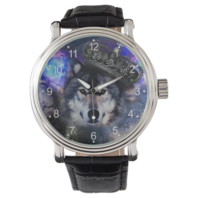 Reloj De Pulsera Lobo animal en la corona (Anverso)