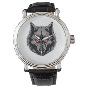 Reloj De Pulsera Lobo con ojos rojos brillantes